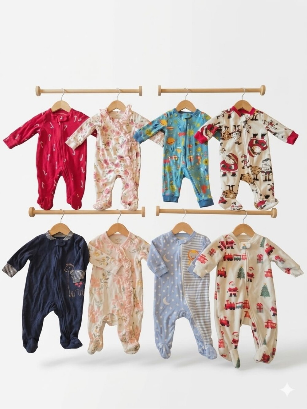 Infant Girl 3-6 Months One-Piece Holiday & Everyday Footed Pajamas Bundle Of 8